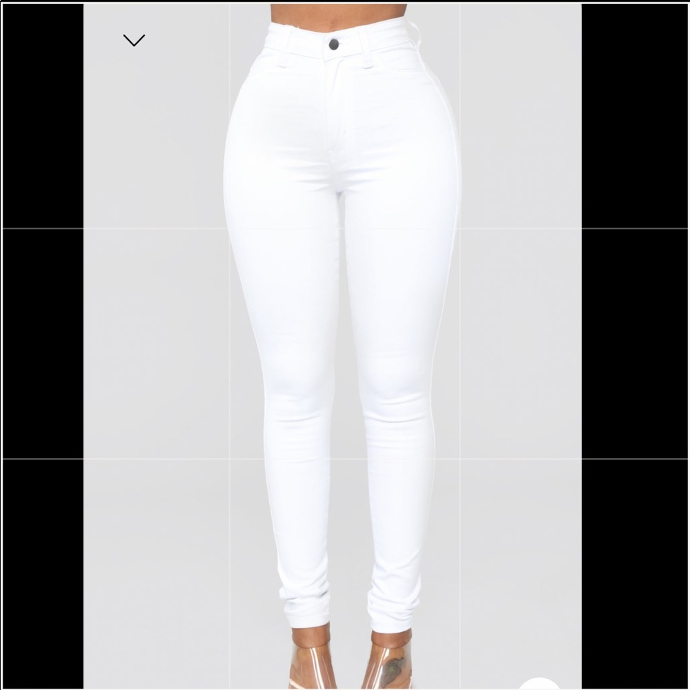 White high waist skinny jeans